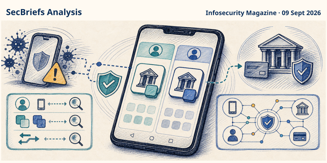 SecBriefs Analysis illustration for “Gigabud uses Android app cloning to separate fraud from malware alerts”; source Infosecurity Magazine, 09 Sept 2026.