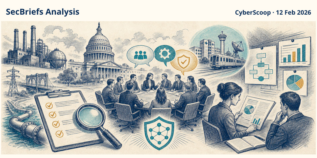 SecBriefs Analysis illustration for “CISA plans sector town halls on CIRCIA cyber reporting rule”; source CyberScoop, 12 Feb 2026.
