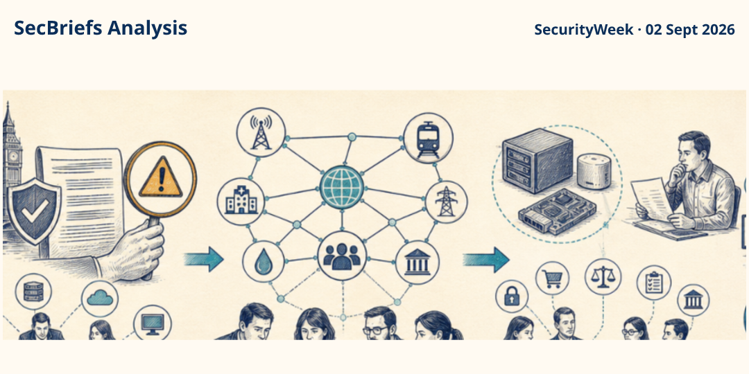 SecBriefs Analysis illustration for “UK Moves to Block High-Risk Tech Suppliers From Critical Infrastructure”; source SecurityWeek, 02 Sept 2026.