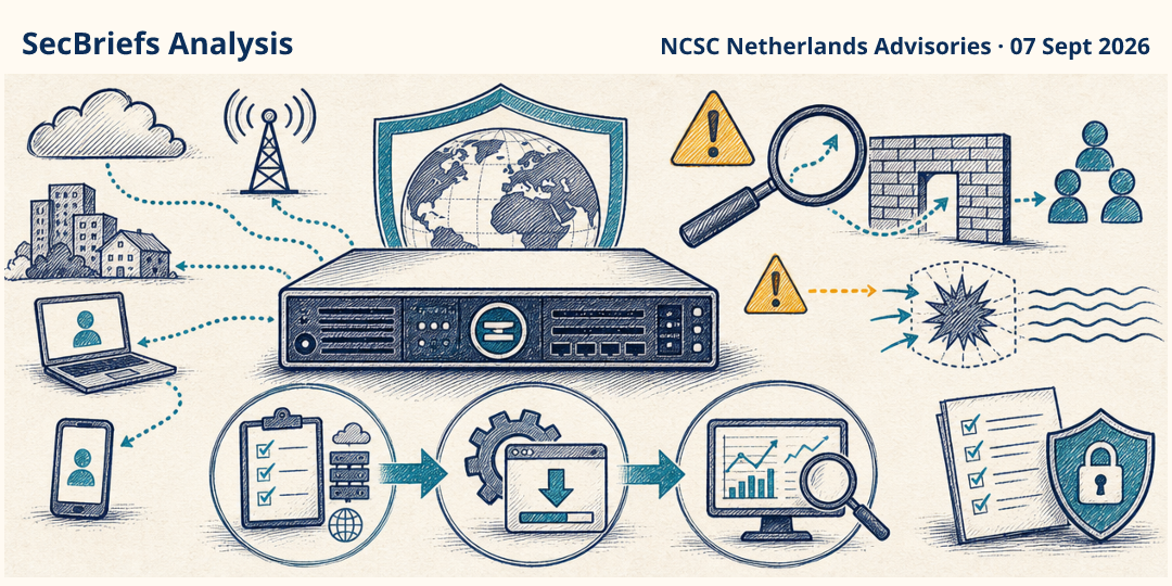 SecBriefs Analysis illustration for “Citrix NetScaler fixes address authentication bypass and denial-of-service risks”; source NCSC Netherlands Advisories, 07 Sept 2026.