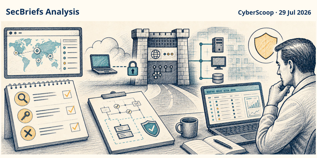 SecBriefs Analysis illustration for “Credential attacks compromised 30 SonicWall customers in under two days”; source CyberScoop, 29 Jul 2026.