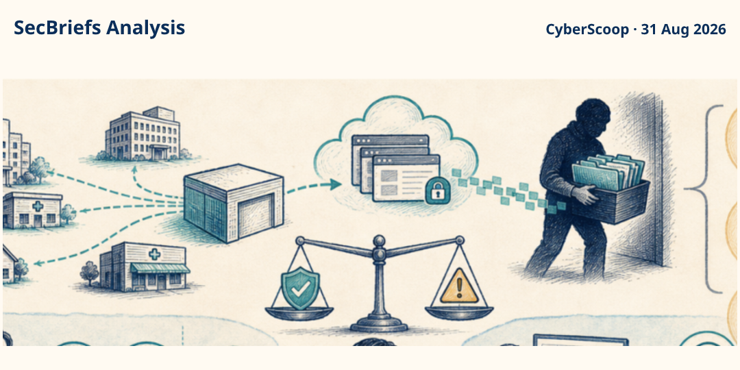 SecBriefs Analysis illustration for “McKesson confirms customer data theft as extortion claims grow”; source CyberScoop, 31 Aug 2026.