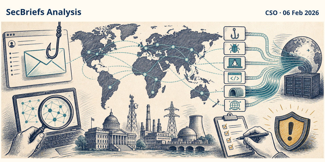 SecBriefs Analysis illustration for “Palo Alto Networks Reports New Group Compromised 70 Organizations in 37 Countries”; source CSO, 06 Feb 2026.