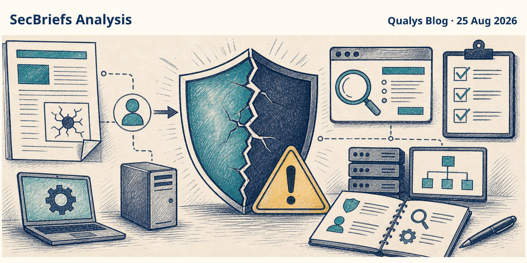 SecBriefs Analysis illustration for “ShieldBreak report describes an unpatched Microsoft Defender privilege-escalation flaw”; source Qualys Blog, 25 Aug 2026.