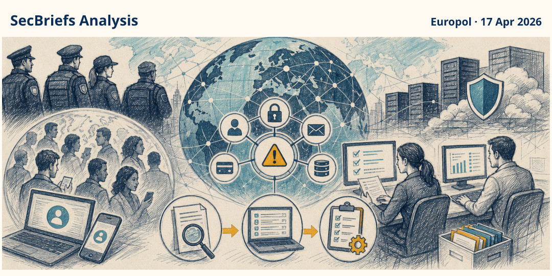 SecBriefs Analysis illustration for “Global police operation targeted tens of thousands of DDoS-for-hire users”; source Europol, 17 Apr 2026.