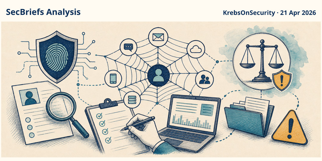SecBriefs Analysis illustration for “Scattered Spider member admitted hacking and multimillion-dollar crypto theft”; source KrebsOnSecurity, 21 Apr 2026.