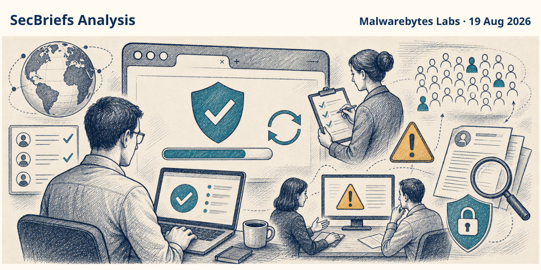 SecBriefs Analysis illustration for “Google patches two critical Chrome vulnerabilities”; source Malwarebytes Labs, 19 Aug 2026.