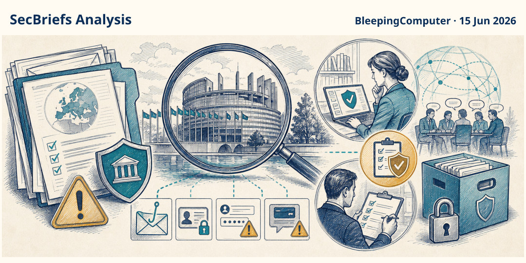 SecBriefs Analysis illustration for “Council of Europe investigated breach claims involving internal data”; source BleepingComputer, 15 Jun 2026.