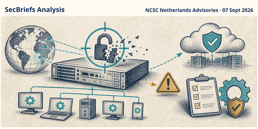 SecBriefs Analysis illustration for “N-able N-central flaw enables unauthenticated remote code execution”; source NCSC Netherlands Advisories, 07 Sept 2026.