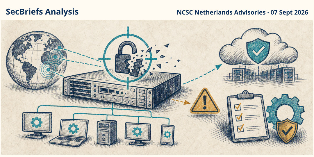 SecBriefs Analysis illustration for “N-able N-central flaw enables unauthenticated remote code execution”; source NCSC Netherlands Advisories, 07 Sept 2026.