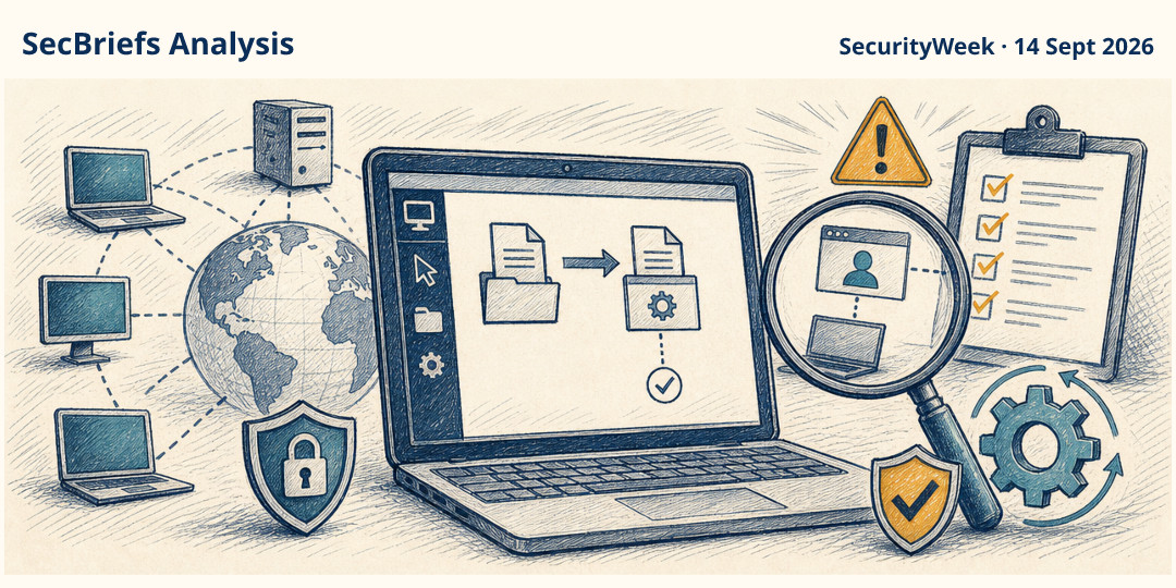 SecBriefs Analysis illustration for “ConnectWise patches ScreenConnect flaw used in worm-like attacks”; source SecurityWeek, 14 Sept 2026.