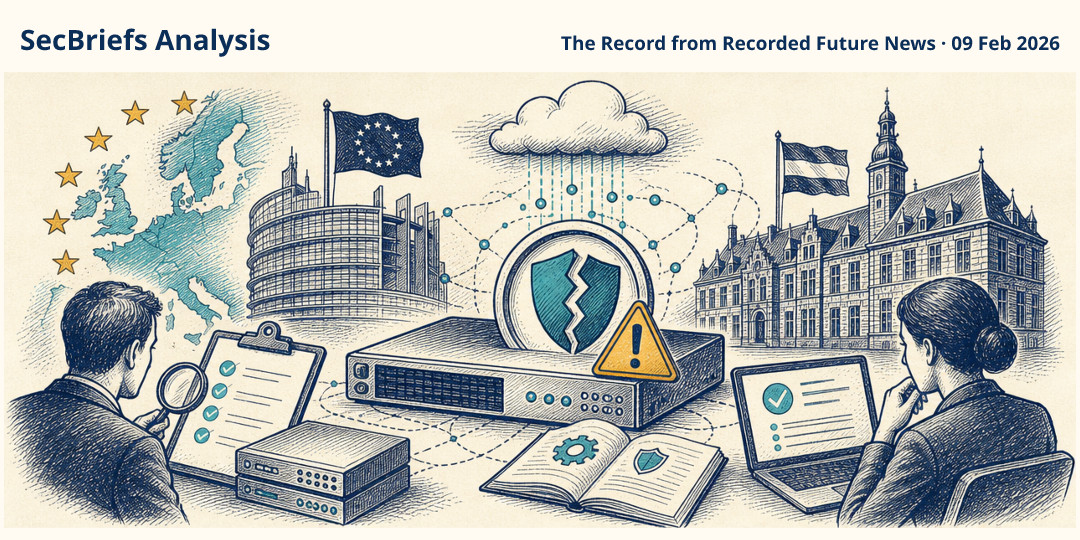 SecBriefs Analysis illustration for “EU and Dutch government announce hacks after Ivanti zero-days”; source The Record from Recorded Future News, 09 Feb 2026.
