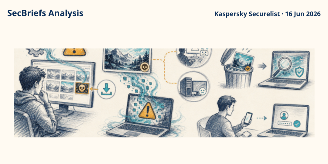 SecBriefs Analysis illustration for “Malicious Steam Workshop wallpapers put gaming accounts and computers at risk”; source Kaspersky Securelist, 16 Jun 2026.