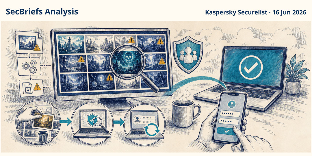 SecBriefs Analysis illustration for “Malicious Steam Workshop wallpapers put gaming accounts and computers at risk”; source Kaspersky Securelist, 16 Jun 2026.