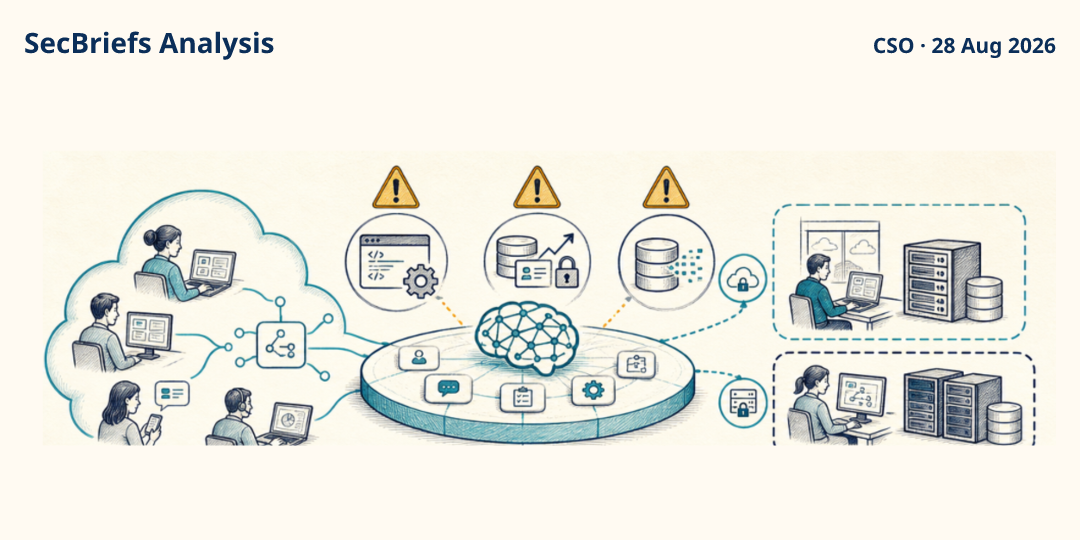 SecBriefs Analysis illustration for “ServiceNow patches three critical AI Platform flaws”; source CSO, 28 Aug 2026.