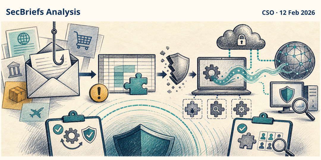 SecBriefs Analysis illustration for “Phishing campaign reportedly uses old Office flaw to deliver fileless XWorm”; source CSO, 12 Feb 2026.