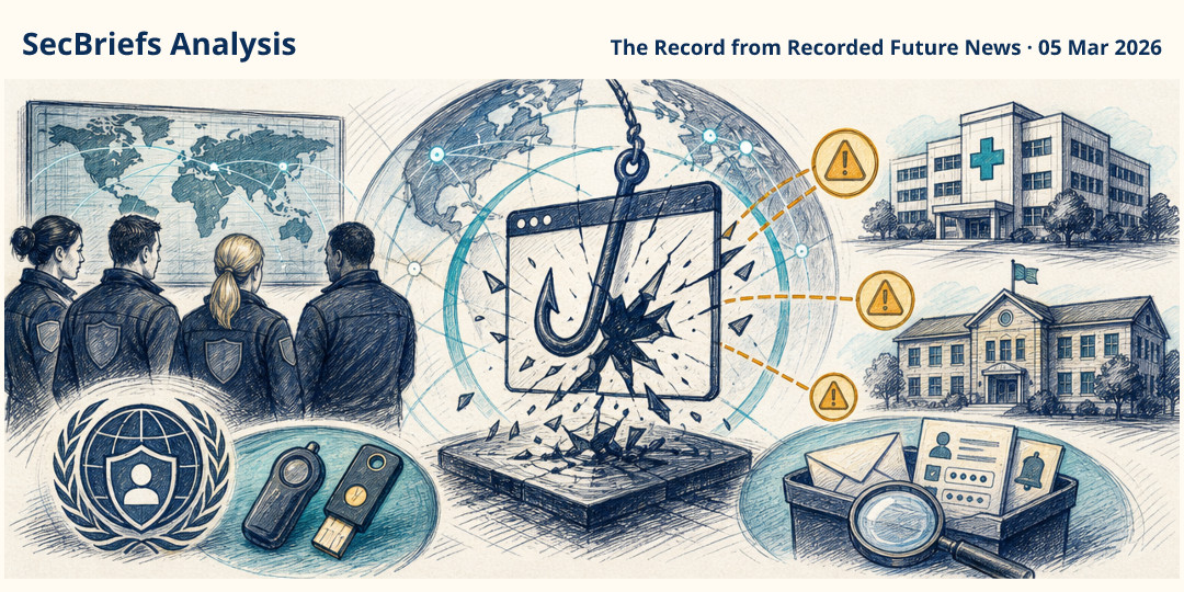 SecBriefs Analysis illustration for “International Law Enforcement Dismantles Phishing-as-a-Service Platform”; source The Record from Recorded Future News, 05 Mar 2026.