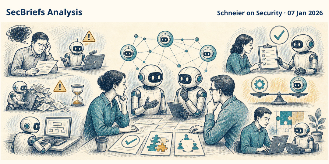 SecBriefs Analysis illustration for “Why Human Teams Struggle to Get Value from Agentic AI”; source Schneier on Security, 07 Jan 2026.