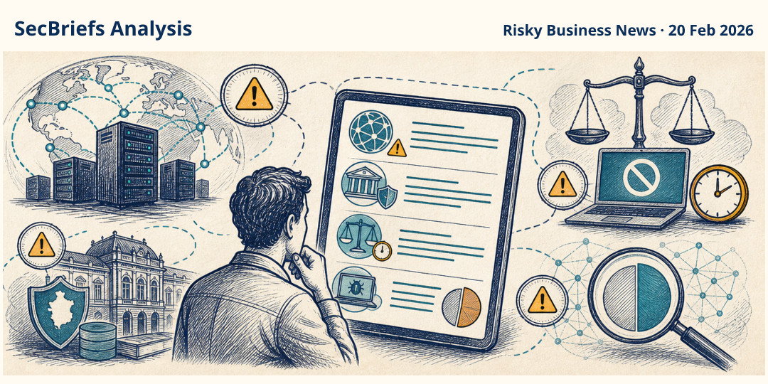 SecBriefs Analysis illustration for “Risky Business News flags weaknesses across RPKI and current security issues”; source Risky Business News, 20 Feb 2026.