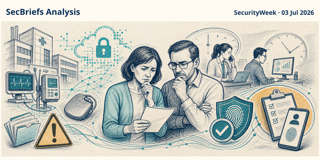 SecBriefs Analysis illustration for “Medtronic breach impacts 3.8 million people”; source SecurityWeek, 03 Jul 2026.