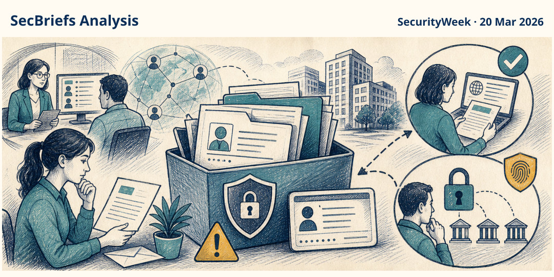 SecBriefs Analysis illustration for “Navia benefits breach exposed identity data for nearly 2.7 million people”; source SecurityWeek, 20 Mar 2026.