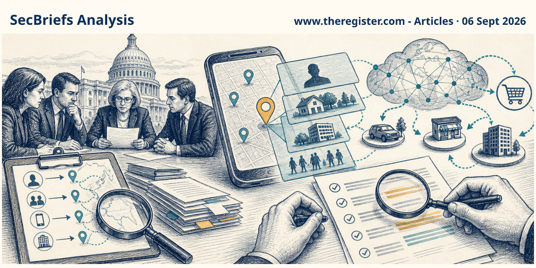 SecBriefs Analysis illustration for “Lawmakers seek answers after commercial location data was used to target U.S. servicemembers”; source www.theregister.com - Articles, 06 Sept 2026.