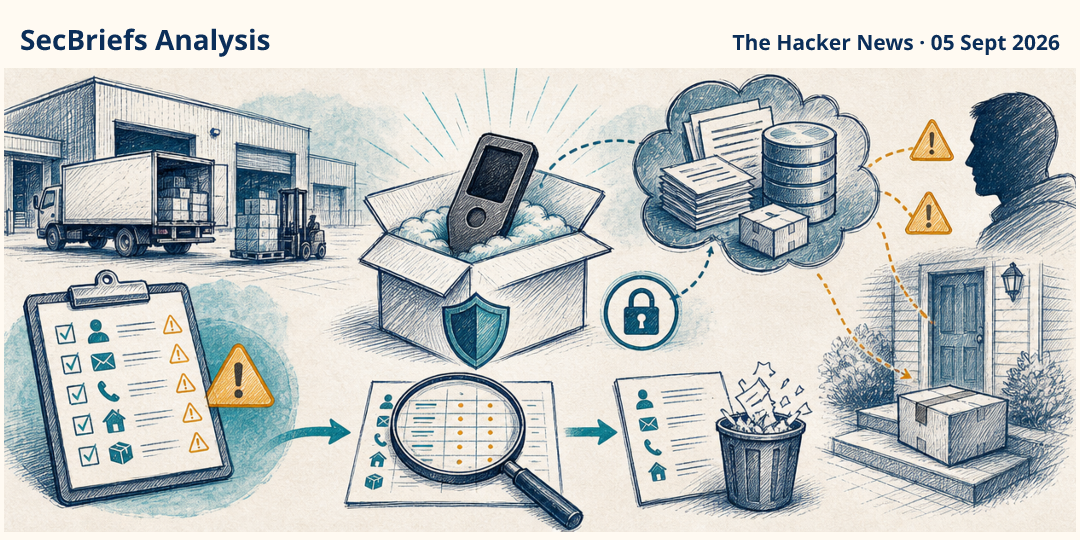 SecBriefs Analysis illustration for “Trezor says shipping-provider breach exposed data on 67,000 additional U.S. customers”; source The Hacker News, 05 Sept 2026.
