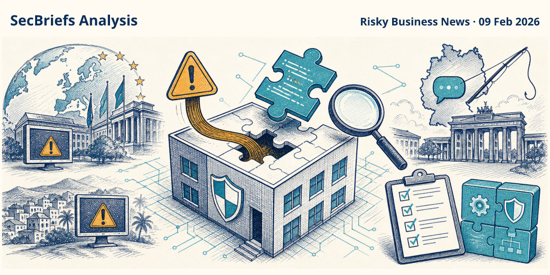 SecBriefs Analysis illustration for “SmarterTools Reportedly Hacked Through Vulnerabilities in Its Own Product”; source Risky Business News, 09 Feb 2026.