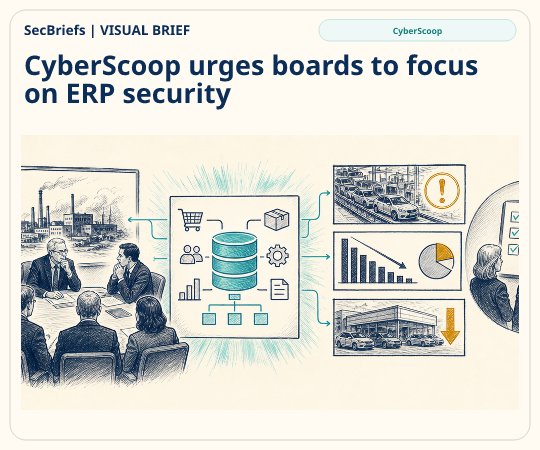 SecBriefs homepage illustration for “CyberScoop urges boards to focus on ERP security”; source CyberScoop.