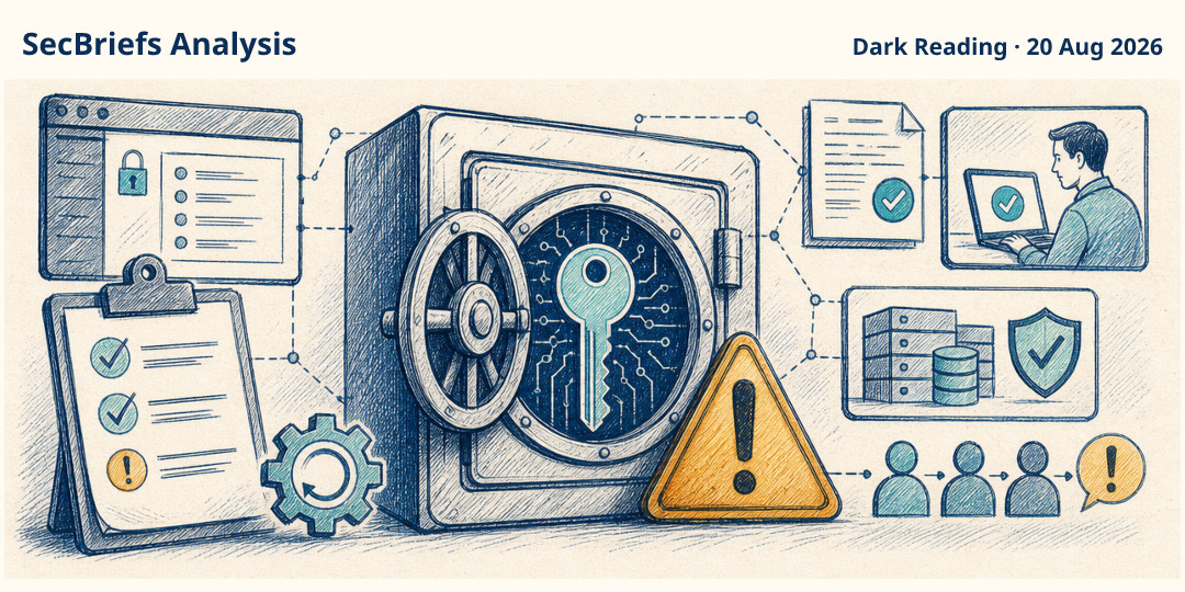 SecBriefs Analysis illustration for “N-able Passportal flaw exposes password-vault master-key risk”; source Dark Reading, 20 Aug 2026.