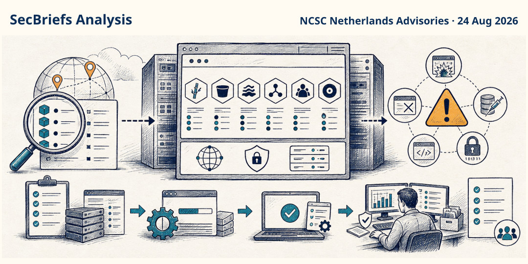 SecBriefs Analysis illustration for “Dutch NCSC urges priority updates for multiple Atlassian products”; source NCSC Netherlands Advisories, 24 Aug 2026.