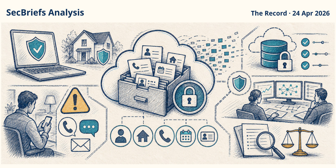 SecBriefs Analysis illustration for “ADT says customer data was stolen in cyber intrusion”; source The Record, 24 Apr 2026.