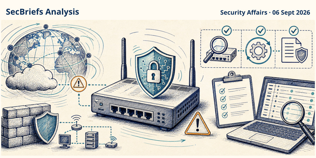 SecBriefs Analysis illustration for “MikroTik RouterOS SSH exploitation requires emergency exposure checks”; source Security Affairs, 06 Sept 2026.