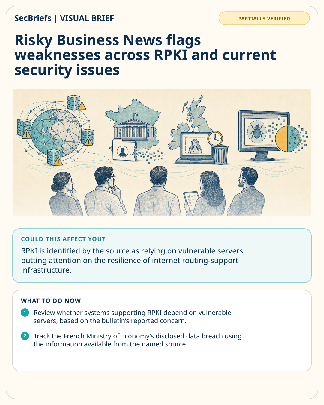 SecBriefs visual brief for Risky Business News flags weaknesses across RPKI and current security issues